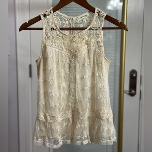 MONTEAU • Ivory Crochet Sleeveless Blouse